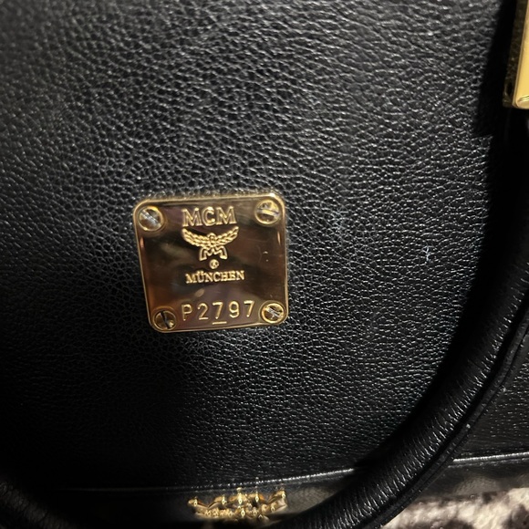 MCM Black Satchel with Gold Accents - Picture 3 of 9
